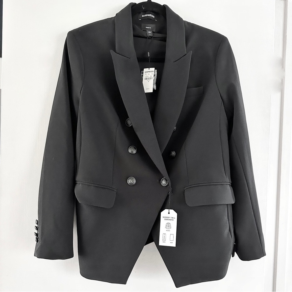 Express military style double breasted black blazer.
